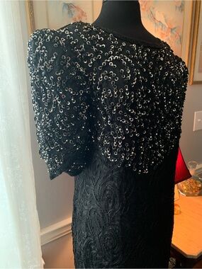 Vintage 80’s Judith Ann Plus Black Beaded & Sequined Long Evening Gown